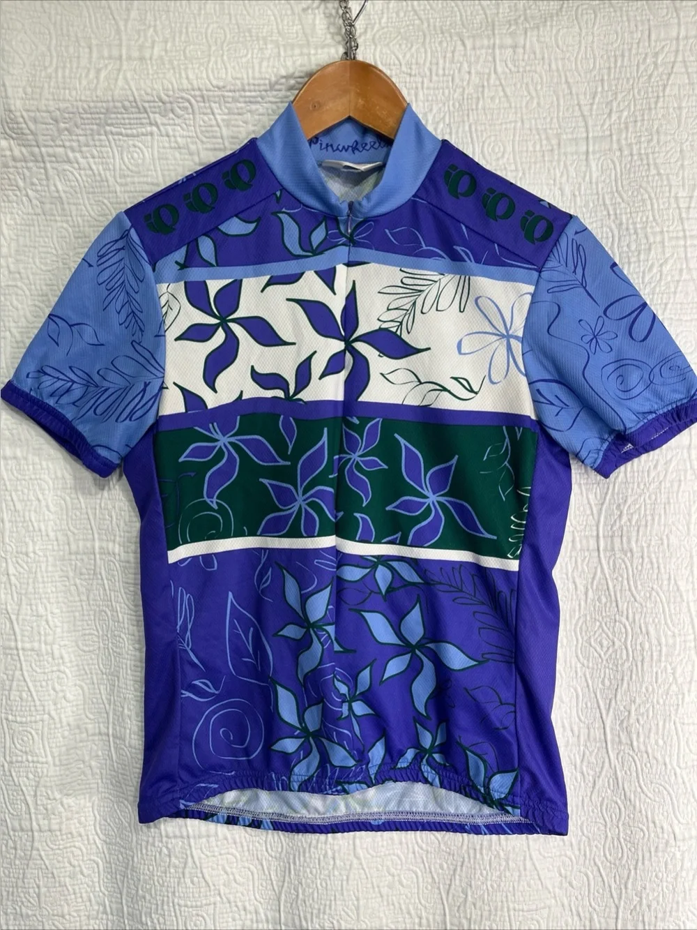 Vintage Y2K Pearl Izumi Pinwheels Bike Jersey Womens Small SS Groovy Cycling Top
